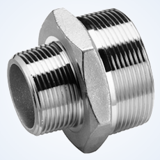 Ниппель нержавеющий с шестигранной гайкой переходной  DN25 (1") / DN10 (3/8") M-M ISO 4144 AISI 316 / 1.4401 переходной